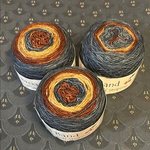 3 Skeins broad Band Supersock Silk Self Striping Yarn in Serengeti Colorway